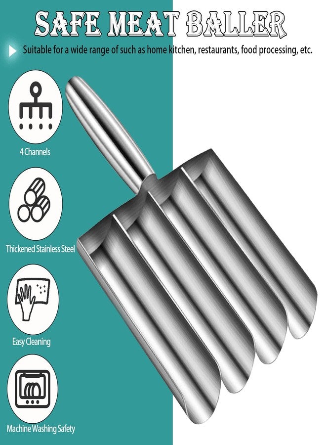 VEMJO 4-in-1 Meatball Maker Tool, 304 Stainless Steel Meatball Scoop & Mold, Makes 4 Uniform Meatballs at Once, Nonstick Release, Dishwasher Safe, for Pasta, Soup, Meal Prep & Party Appetizers - Image 4