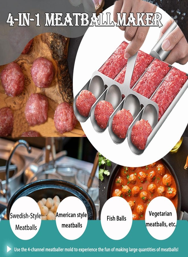 VEMJO 4-in-1 Meatball Maker Tool, 304 Stainless Steel Meatball Scoop & Mold, Makes 4 Uniform Meatballs at Once, Nonstick Release, Dishwasher Safe, for Pasta, Soup, Meal Prep & Party Appetizers - Image 5