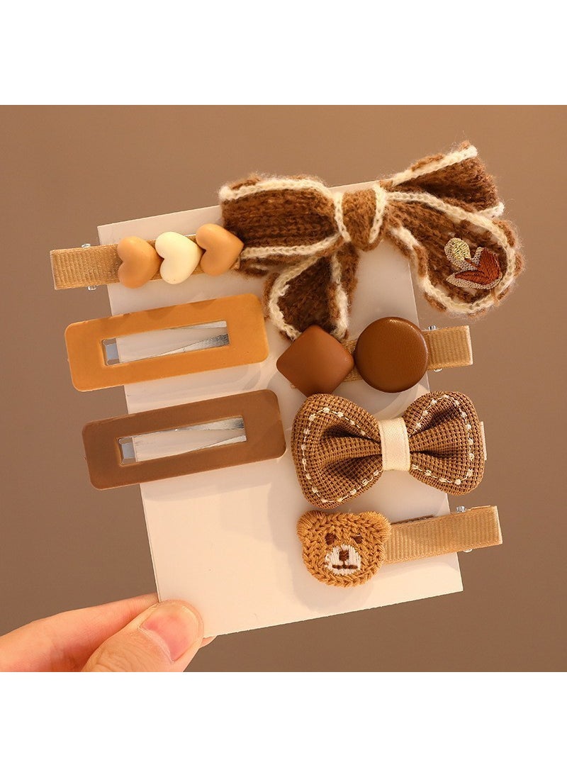 Cute Soft Baby Hair Clips Non-Slip Toddlers Accessories Curry Knit Bow