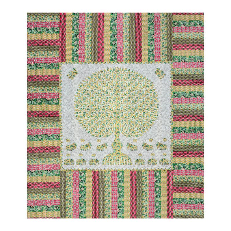 KOTTS & STITCH KOTTS STITCH Jaipuri Cotton Bedsheet Ethnic Jaipuri Double Bedsheet Traditional Big Tree Design 93x108 Pure Cotton with 2 Pillow Covers Lightweight and Stylish Green Yellow Pink White - Image 5