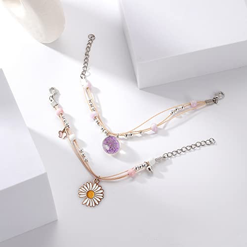DS 4PCS Beaded Charm Bracelets for Teen Girls Dainty cute cartoon Crystal Beads Pearl Bracelets anklets set for woman and girls Adjustable Stretch bracelet birthday Gift For Friends Dancing Girl - Image 4