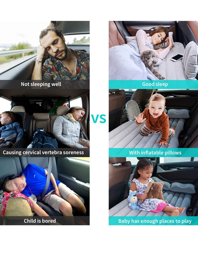 Car Air Mattress Travel Inflatable Back Seat Air Bed Cushion with Auto Pump and Two Pillows, Portable Camping Vacation Rest Sleeping Pad Fits Universal SUV Truck Minivan Separable Extended - Image 4