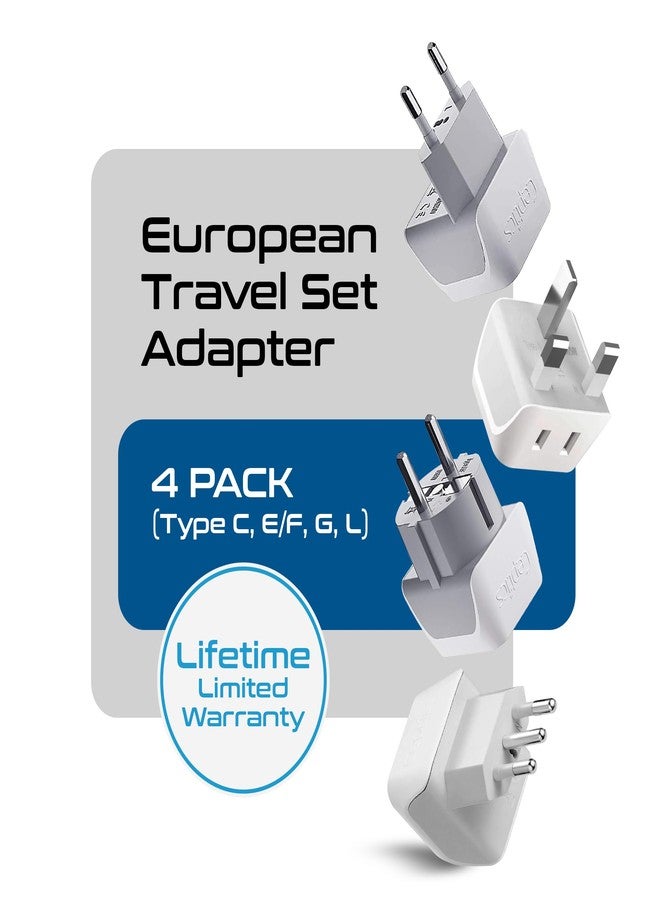 Ceptics European Plug Adapter 4 Pack Set, USA to Europe, Italy, Germany, England, Spain, Italy, Iceland, France (Type C, E/F, G, L) - for Your Cell Phones, Tablets, iPhone, Camera (CT-EU-4SET) - Image 3