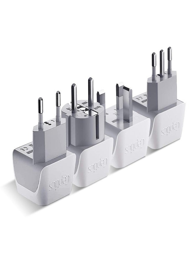 Ceptics European Plug Adapter 4 Pack Set, USA to Europe, Italy, Germany, England, Spain, Italy, Iceland, France (Type C, E/F, G, L) - for Your Cell Phones, Tablets, iPhone, Camera (CT-EU-4SET) - Image 1
