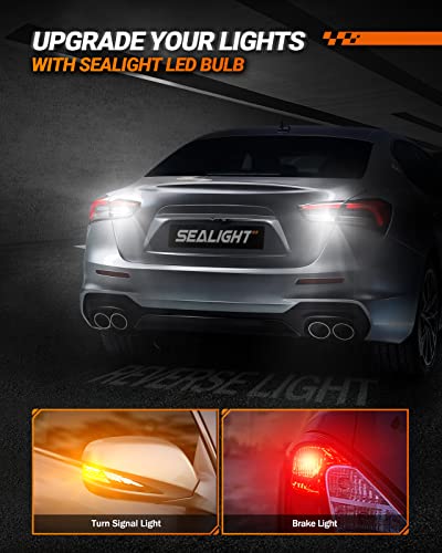 SEALIGHT 7443 7440 LED Bulb White Reverse Light 7441 7444 T20 W21W LED Light Bulb with Projector for Backup LightTail LightBrake ParkingRunning Board Lights Pack of 2 - Image 3
