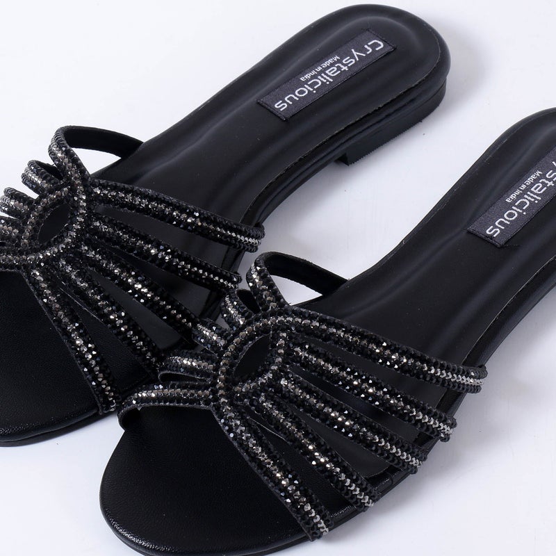 Crystalicious Warm Handcrafted by Artisans Rhinestone Women Flats Luxurious Comfort For All-Day Wear - Image 2