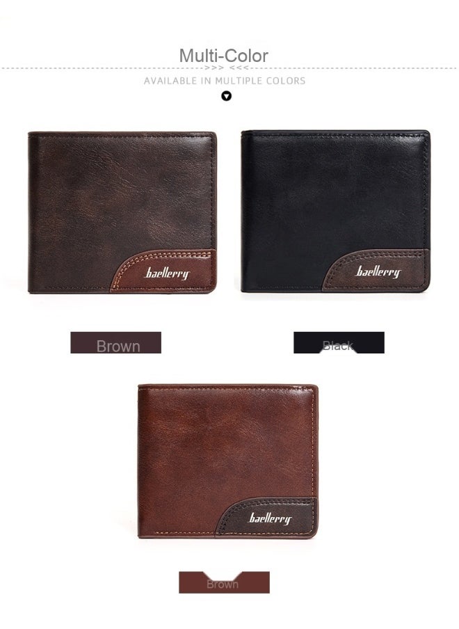 baellerry Men's Wallet Business Zipper Premium Sense Wallet Short Button Multi-card Coin Wallet  - Image 5