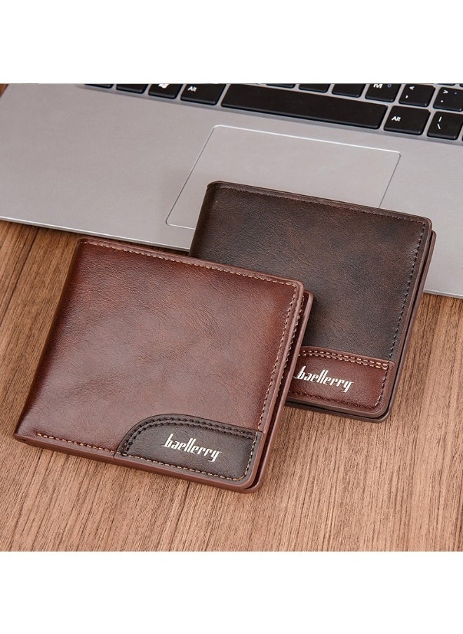 baellerry Men's Wallet Business Zipper Premium Sense Wallet Short Button Multi-card Coin Wallet  - Image 2