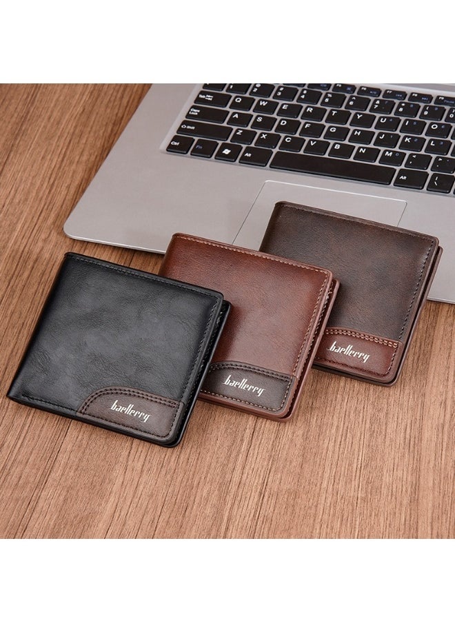 baellerry Men's Wallet Business Zipper Premium Sense Wallet Short Button Multi-card Coin Wallet  - Image 4