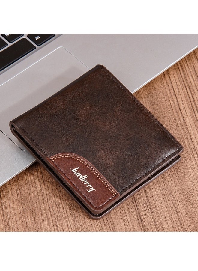 baellerry Men's Wallet Business Zipper Premium Sense Wallet Short Button Multi-card Coin Wallet  - Image 1