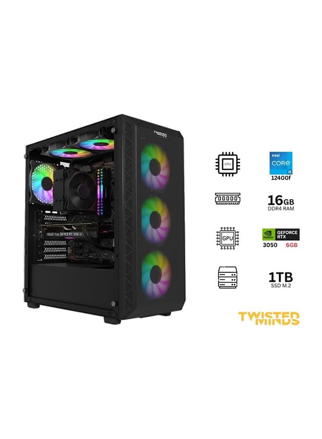 تويستيد مايندز حاسوب سطح المكتب Apex Gaming بمعالج Core i5-12400F/ذاكرة RAM سعة 16GB DDR4/قرص SSD سعة 1TB/بطاقة رسومات Nvidia GeForce RTX 3050 سعة 6GB - Image 2