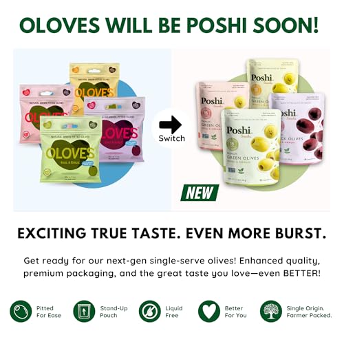 Poshi Olives + Veggies | Whole Pitted Olives 4 Flavor Variety | Poshi 4 Flavor Variety | Vegan, Kosher, Gluten Free + Keto Friendly Healthy Snacks (24 Pack) - Image 4