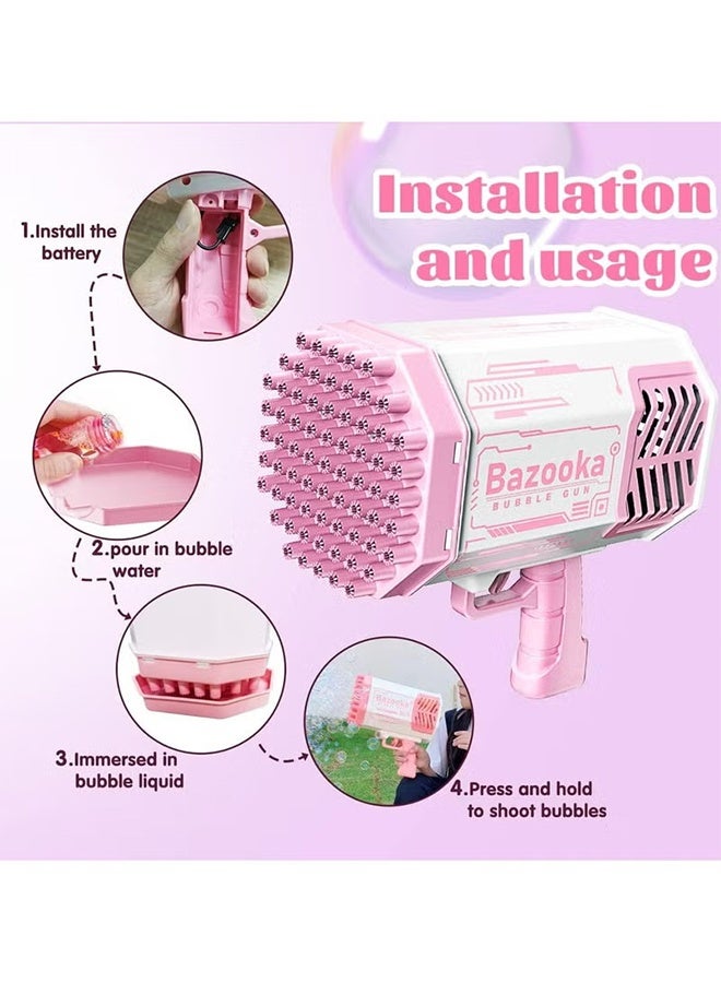 بازوكا مسدس فقاعات بـ69 فتحة للاطفال الاولاد والبنات من سن 3 و4 و5 و6 و7 و8 و9 و10 و11 و12 سنة، لعبة صيفية في الهواء الطلق وهدايا عيد الميلاد وحفلات الزفاف - Image 2