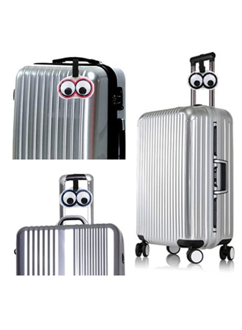 SOLARAE Cute Eyes Luggage Tags, Luggage Identifiers with Lanyard and Name ID Card, Suitcase Luggage Tags Travel Accessories Baggage Name Tags, Pvc Plastic Soft Glue Plane Travel Card, 3 Color 3Pcs - Image 4