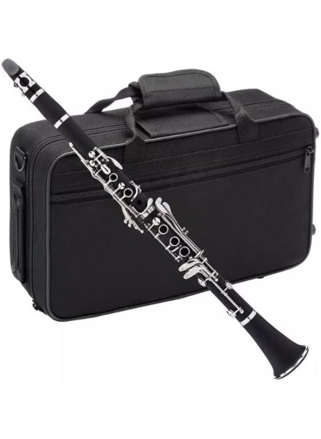 ANDOER Bb Flat Clarinet Black Bakelite Silver Keys Woodwind Instrument with Carry Case Reed Cleaning Cloth Mini Screwdriver - Image 1