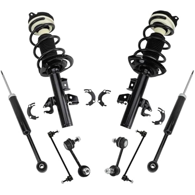 تي آر كيو طقم تعليق أمامي وخلفي كامل، مجموعة زنبرك لولبي، ممتص صدمات، قضيب توازن، وصلة تثبيت، متوافق مع كرايسلر 200 موديلات 2015-2017 - Image 1