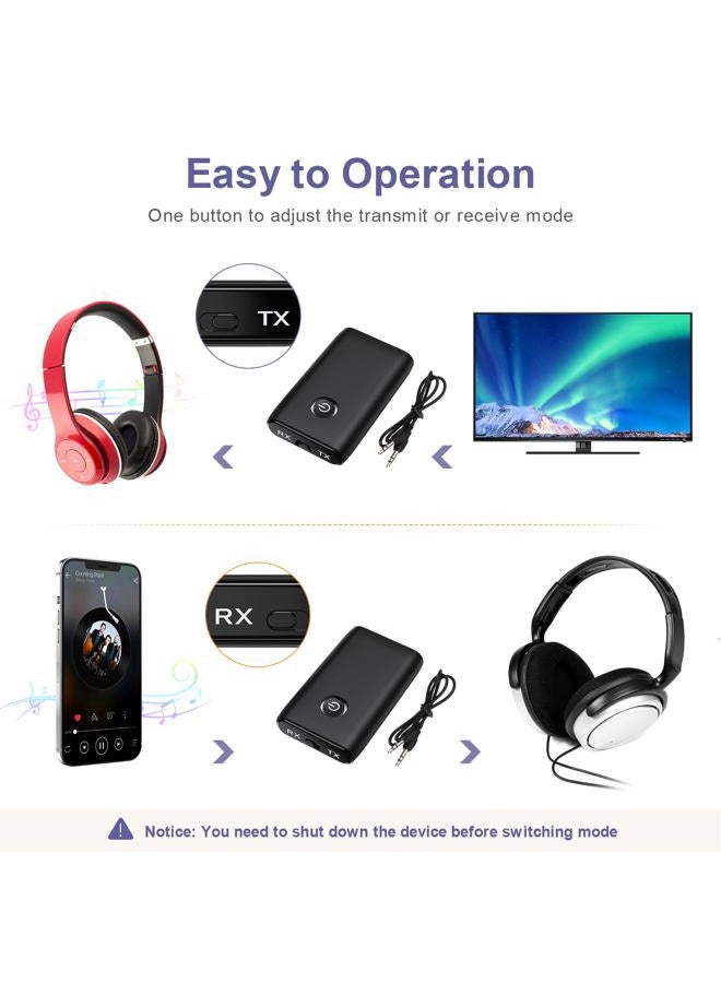 OQIMAX Bluetooth Transmitter Receiver 2 in 1, Hands-Free Call Aux Bluetooth Adapter for Car, Wireless Bluetooth Car Adapter, 3.5mm Bluetooth Audio Adapter Car Home Audio System Headphones Airplane - Image 3