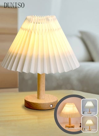 Small Pleated Table Lamp Modern Bedside Nightstand Lamp Lighting 3 Modes with Beige Lampshade Wood Base Lamp for Bedroom Living Room Kids Room Night Table - pzsku/ZAA7991B8267DD7ED2B08Z/45/_/1702866765/6170d6bb-89f2-4392-840c-5bd0c87373bf