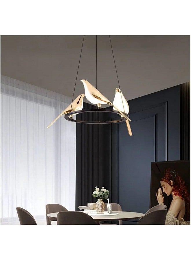 kinis Three Golden Bird 3 Color LED Pendant Lamp for Dinning Table/Bedroom/Living Room Led Hanging Lamp for Drying Room Led Ceiling Lamp Hanging Light Jhoomer Chandelier for Home/Cafe/Restaurant/Bar - Image 1