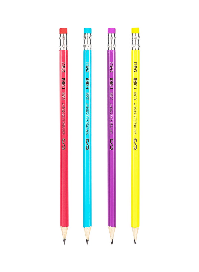 Deli Graphite Pencil Pack of 12 , Wooden Pencils with Eraser Tip , Perfect for Art, School, Drawing Supplies , Assorted Colors  - Image 1