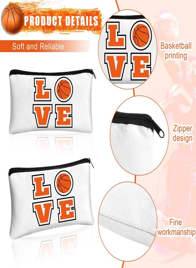 Lauwell 12 Pieces Basketball Makeup Bag Cosmetic Bag Travel Storage with Words Portable Storage Case Toiletry Accessories with Zippers for Players Teams Women Girls (Basketball) - Image 3