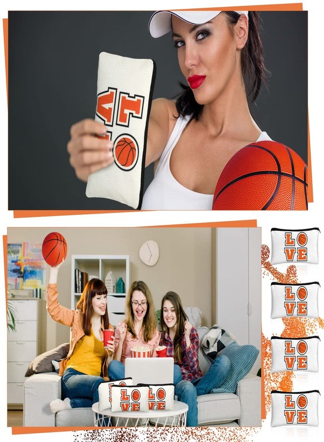 Lauwell 12 Pieces Basketball Makeup Bag Cosmetic Bag Travel Storage with Words Portable Storage Case Toiletry Accessories with Zippers for Players Teams Women Girls (Basketball) - Image 5