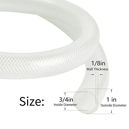 Geowaky 3/4’’ ID × 1’’ OD - 10 ft Clear Braided Hose Plastic Vinyl Tubing,High Pressure Flexible Reinforced PVC Tube for Transfer Water Air Oil, BPA Free & Non-Toxic - Image 2