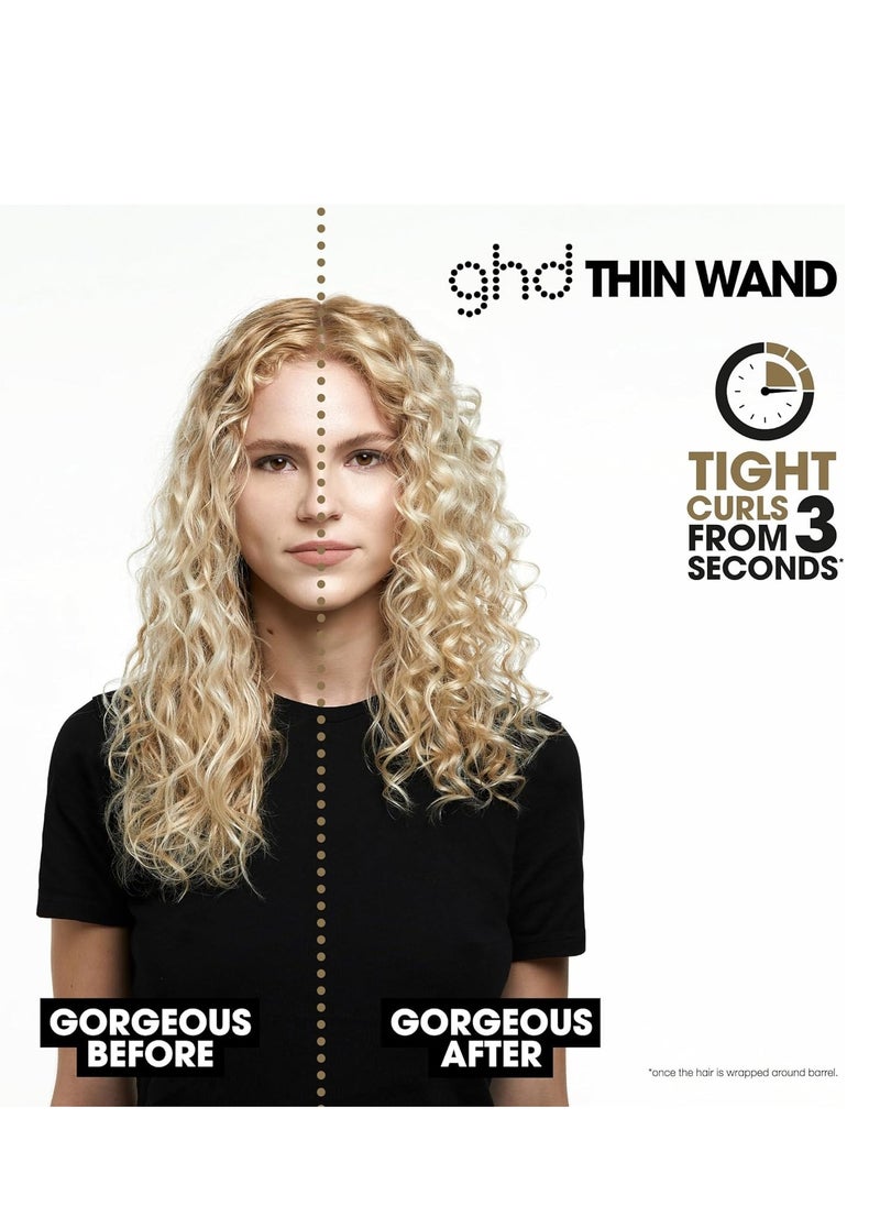 ghd - أداة تجعيد الشعر الرفيعة ghd - عصا تجعيد الشعر 0.5 بوصة مع درجة حرارة أداة تصفيف أكثر أمانًا للشعر، عصا تجعيد مثالية لعمل تجعيدات ضيقة في ثوانٍ مع تثبيت التجعيد طوال اليوم - أسود - Image 1
