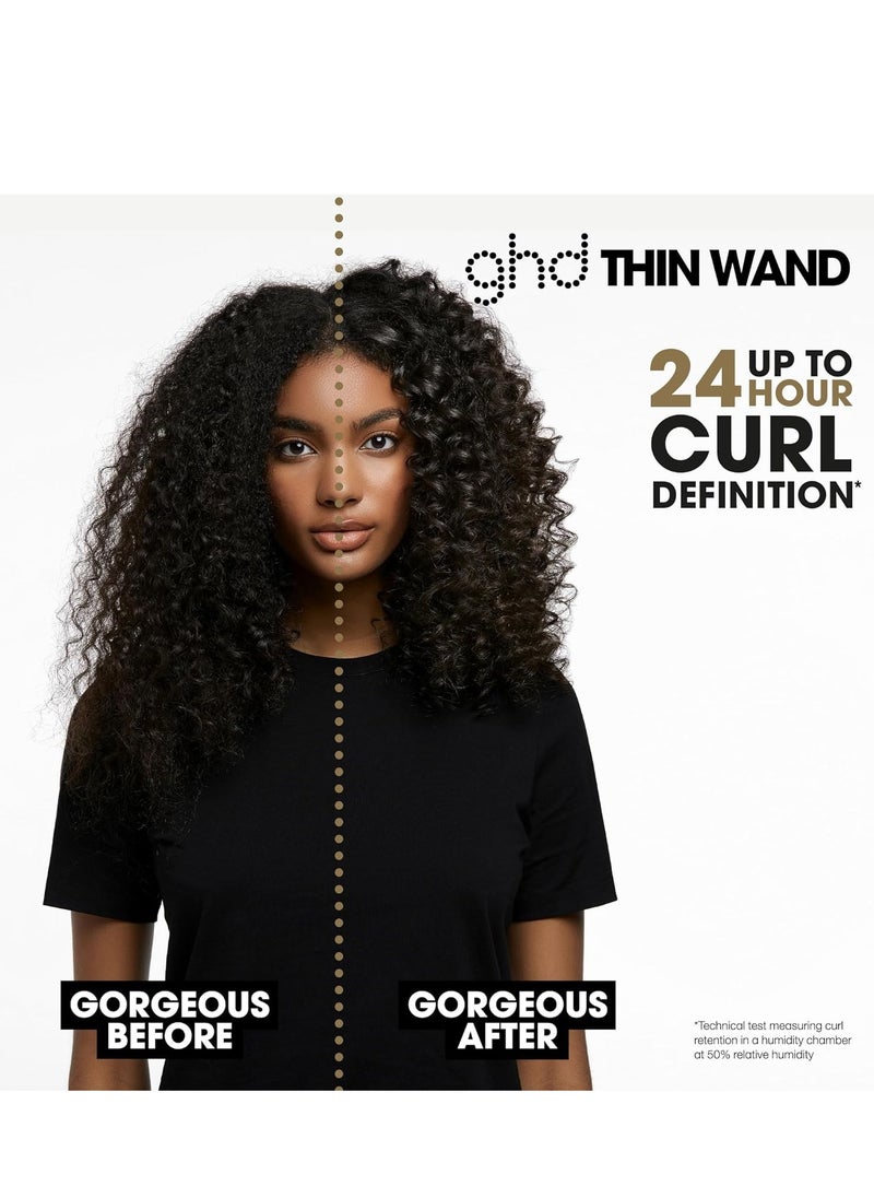 ghd - أداة تجعيد الشعر الرفيعة ghd - عصا تجعيد الشعر 0.5 بوصة مع درجة حرارة أداة تصفيف أكثر أمانًا للشعر، عصا تجعيد مثالية لعمل تجعيدات ضيقة في ثوانٍ مع تثبيت التجعيد طوال اليوم - أسود - Image 1
