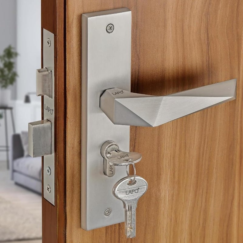LAPO LAPO Heavy Duty Door Lock for Main Door Mortise Door Lock for Home Door Lock Handlesets for Bedroom Mortise Handlesets with 3 Brass Keys Matt Finish 3 Years Warranty RO126CY  - Image 1