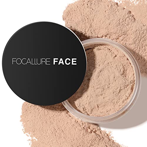 FOCALLURE Oil Control Loose Face Powder Translucent Loose Setting Powder ShineFree Matte Finishing Powder Longlasting Lightweight Sets Foundation Makeup Includes Velour Powder Puff Natural - Image 2