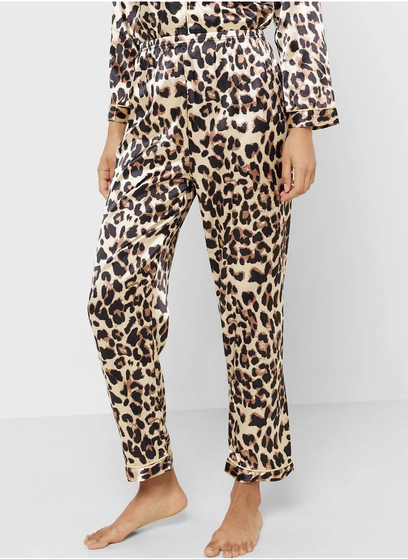 جينجر Leopard Print Shirt & Pyjama Set