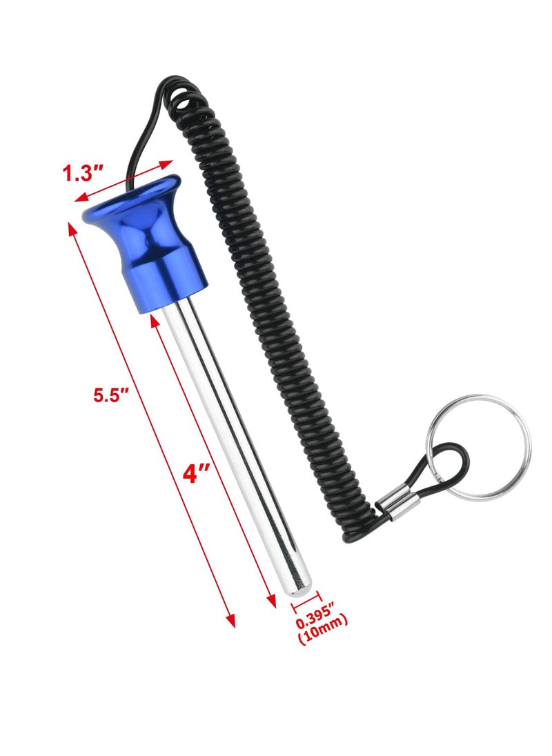 Excefore - Universal Weight Stack Pin with Lanyard and 4" Locking Space, Tensile 3/8" Dia Gym Weight Stack Pin Magnetic Replacement Selector Lock Pin Detent Hitch Pin - Image 1