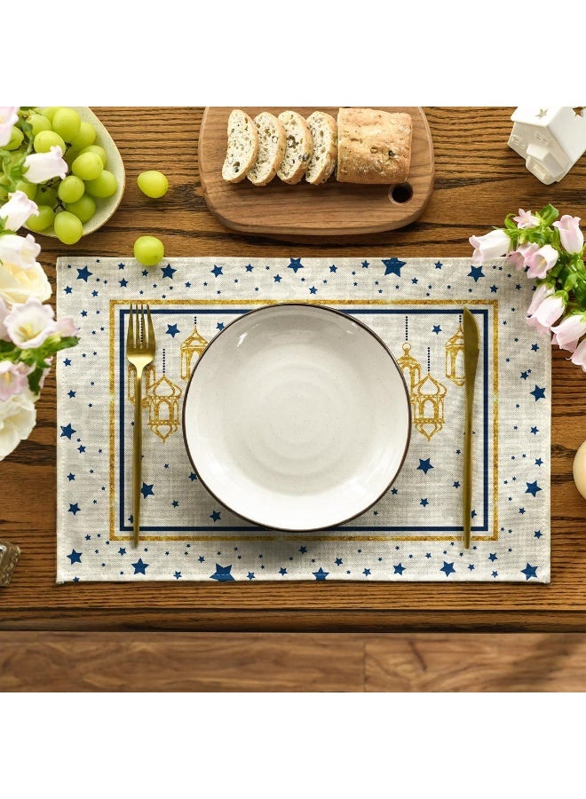 Y&D 1 PCS Eid Mubarak Table Flag 8 PCS Table Placemats Eid Mubarak Table Runner, Islam Ramadan Burlap Table Decoration, Star Moon Mosque Dresser Scarves for  Home Outdoor Table Party Decor - Image 3