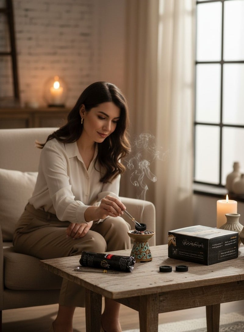 فحم بخور سريع الاشتعال 80 حبة دائري مع ملقط لسلامة اليدين - Image 3