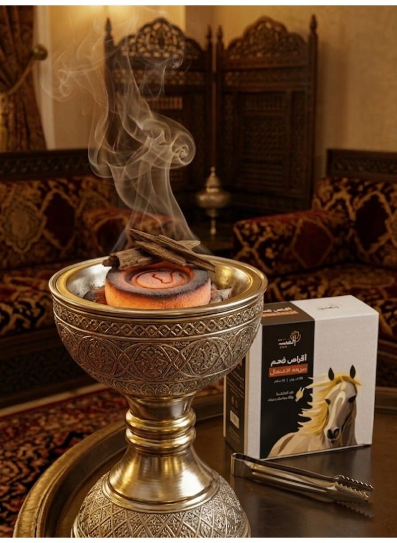 IBEYYAH Premium Incense Charcoal 33mm – 80 Tablets | Fast Lighting, Smokeless & Spark-Free | High Heat with Long-Lasting Burn | Perfect for Oud & Bakhoor Use at Home & Majlis | Includes Safety Tongs for Easy Handling - Image 3