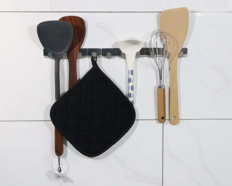 Bestjoy 5 PCS Pot Holders for Kitchen, Cotton Potholers with Great Heat Resistance, Hot Pads, Trivets for Cooking and Baking Black - Image 4