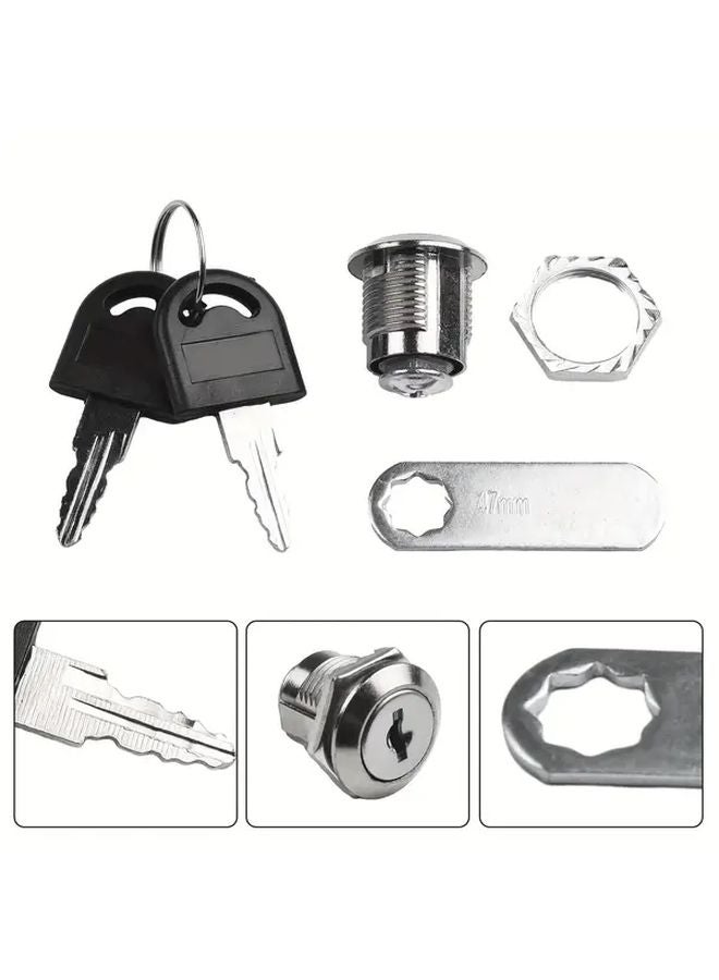 Silvery Cabinet Lock 10 35mm Tongue Length With Two Black Keys For Home Office - Image 3