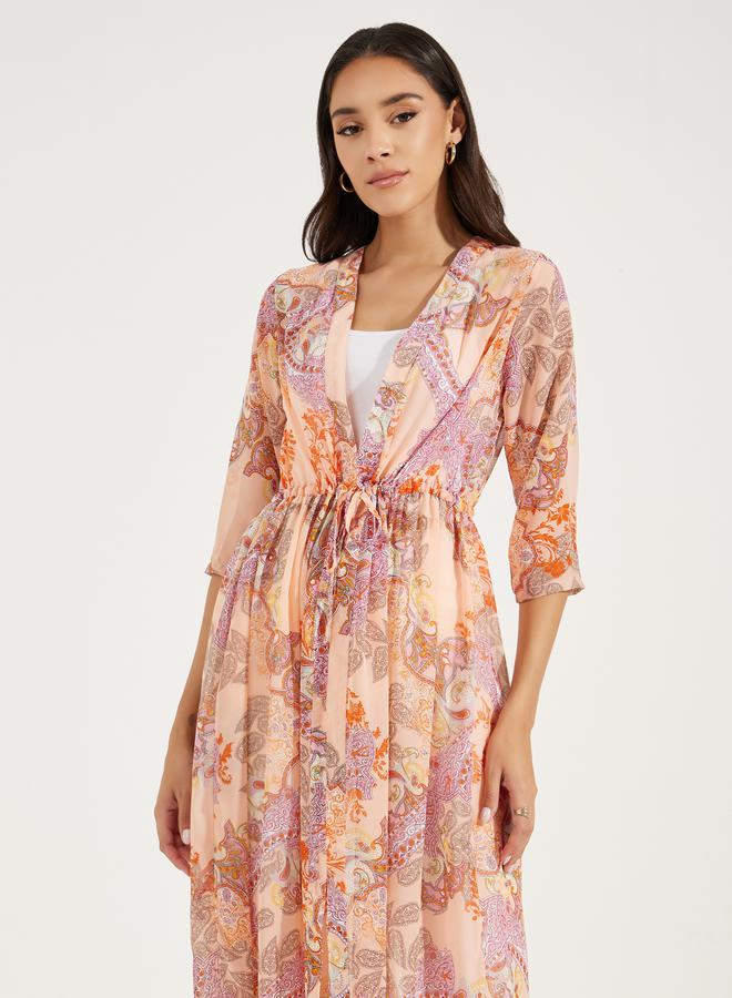 Styli Midi Length Printed Kimono with Drawstring - Image 2