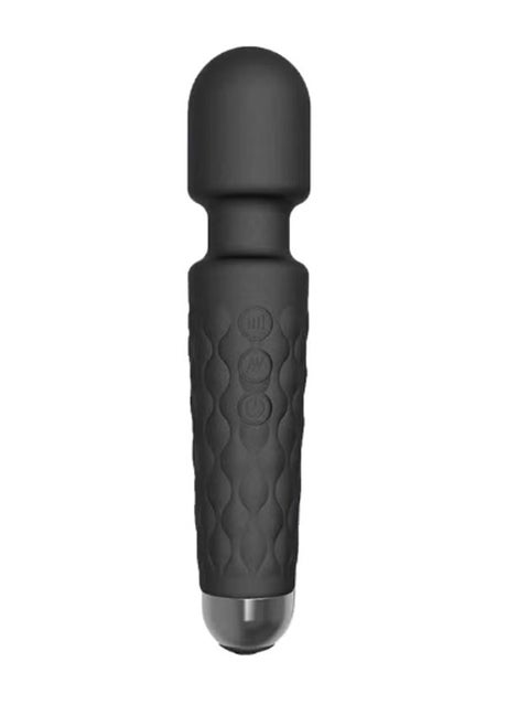 Waterproof Rechargeable Cordless Handheld Personal Body and Pain Relief Massager/Vibrator Machine for Men and Women 20 Vibration Modes 8 Speed Patterns (BLACK)