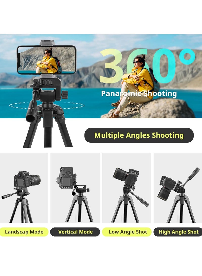 حامل ثلاثي القوائم محمول للسفر، حامل ثلاثي القوائم للهاتف قابل للتمدد، حامل ثلاثي القوائم لعصا سيلفي مع جهاز تحكم عن بعد، حامل ثلاثي القوائم للكاميرا ثابت وثابت، حامل ثلاثي القوائم للهاتف من سبائك الألومنيوم للصور الشخصية والفيديو. - Image 2