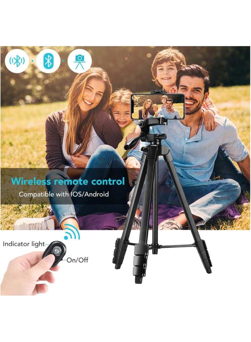 حامل ثلاثي القوائم محمول للسفر، حامل ثلاثي القوائم للهاتف قابل للتمدد، حامل ثلاثي القوائم لعصا سيلفي مع جهاز تحكم عن بعد، حامل ثلاثي القوائم للكاميرا ثابت وثابت، حامل ثلاثي القوائم للهاتف من سبائك الألومنيوم للصور الشخصية والفيديو. - Image 3