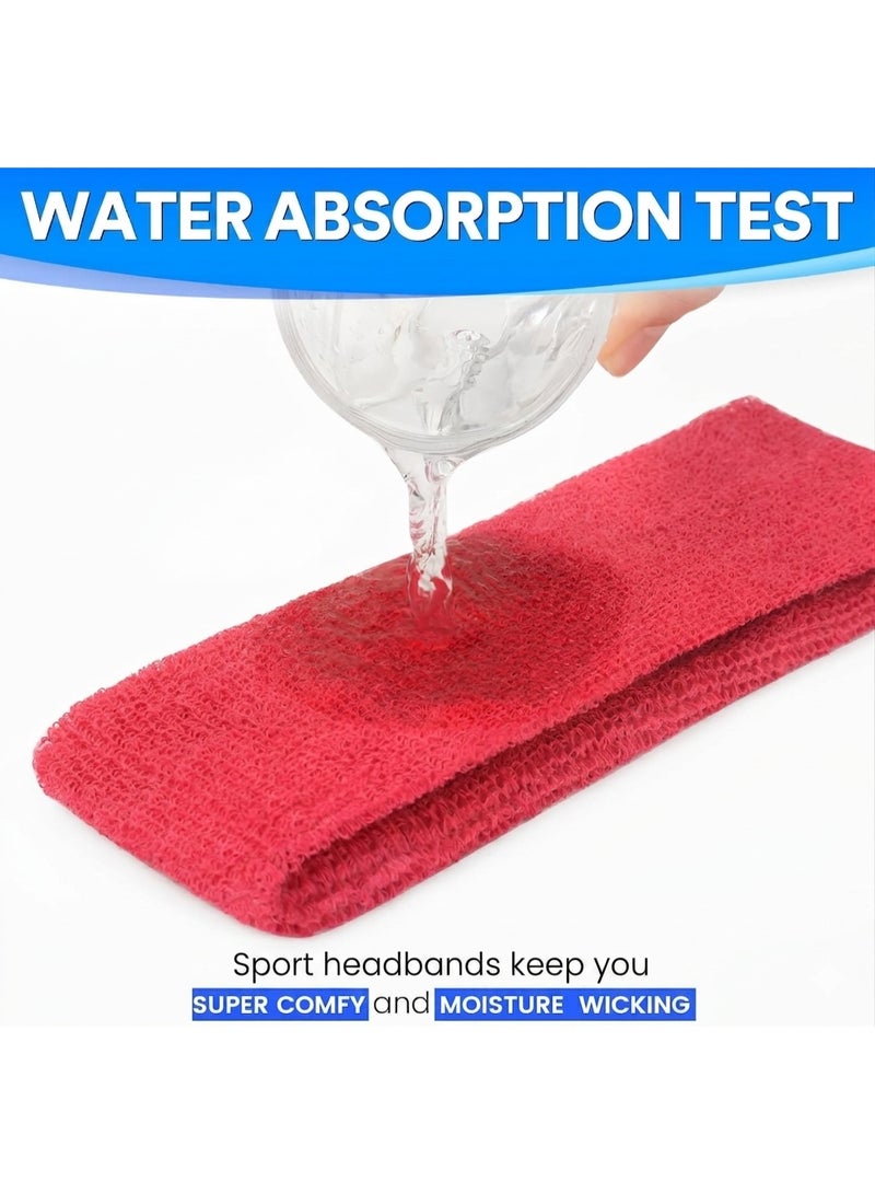 TEMPO 3 Pcs Headbands, Stretchy Non Slip - Sweatbands Sports Hairband for Men & Women, Moisture Wicking Athletic Cotton Terry Cloth, Summer Head band for Yoga, Workout, Running, Tennis, Basketball - Cycling Fashion Hair Accessories - Image 2