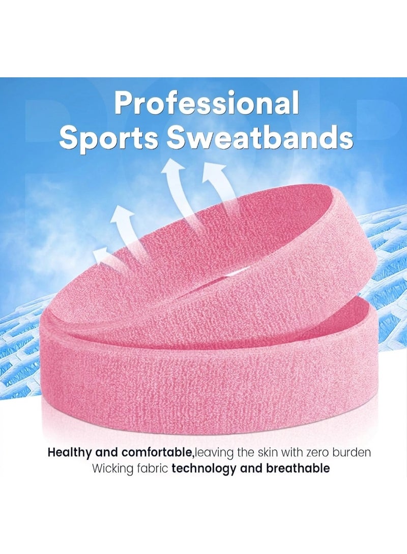 TEMPO 3 Pcs Headbands, Stretchy Non Slip - Sweatbands Sports Hairband for Men & Women, Moisture Wicking Athletic Cotton Terry Cloth, Summer Head band for Yoga, Workout, Running, Tennis, Basketball - Cycling Fashion Hair Accessories - Image 3