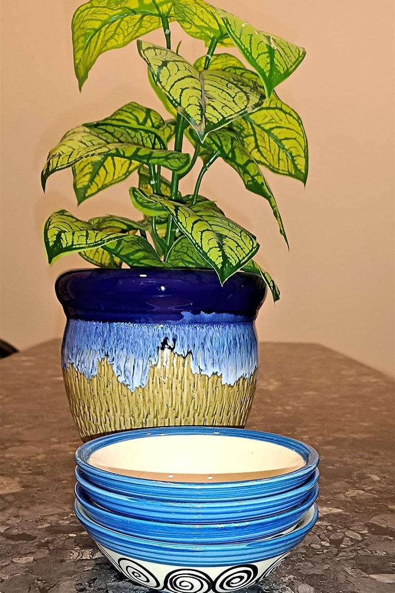 Caffeine Ceramic Handmade White Flora Dinner Set (Set of 8) - Image 3