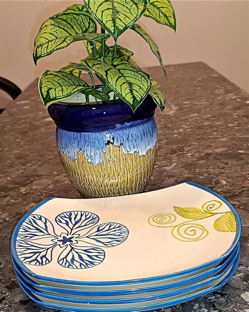 Caffeine Ceramic Handmade White Flora Dinner Set (Set of 8) - Image 2