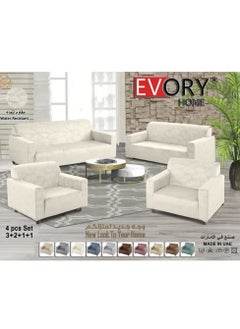 EVORY HOME Sofa Cover Waterproof Velvet Flower 4-Pieces Set of 7-Seater (3+2+1+1) Water Resistant Furniture Protector  - Image 1