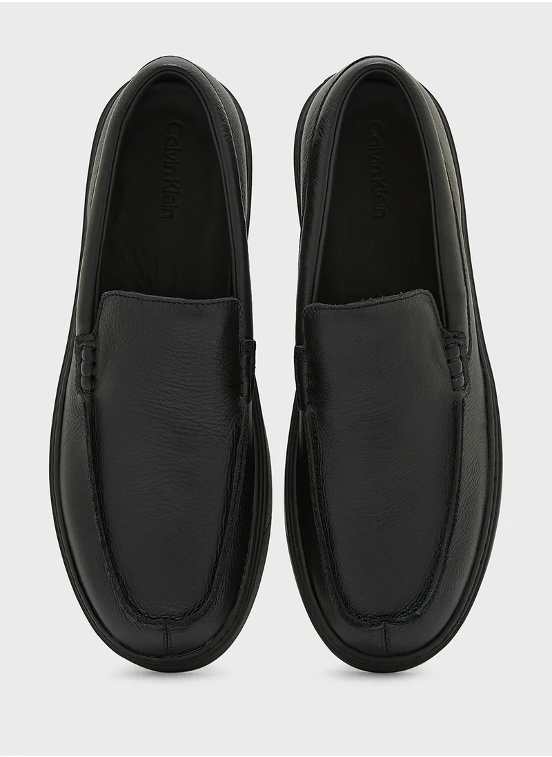 CALVIN KLEIN Wide Toe Leather Moccasins