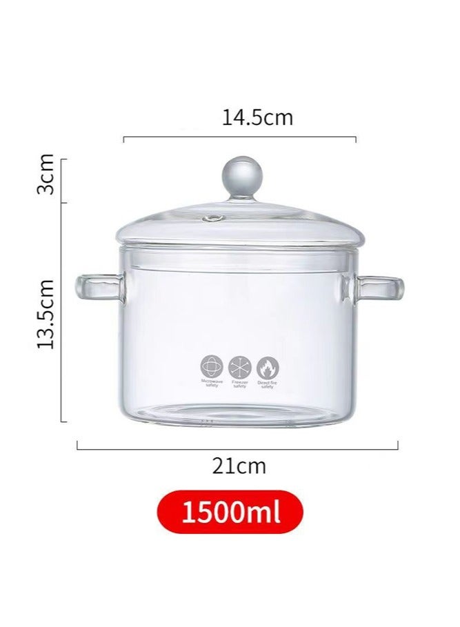 عام **وعاء مرق 1500 مل من زجاج البوروسيليكات - مقبض مزدوج، وعاء طهي شفاف للطبخ المنزلي والسلق** - Image 4