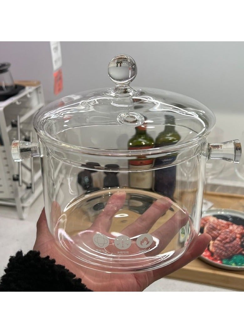 عام **وعاء مرق 1500 مل من زجاج البوروسيليكات - مقبض مزدوج، وعاء طهي شفاف للطبخ المنزلي والسلق** - Image 3